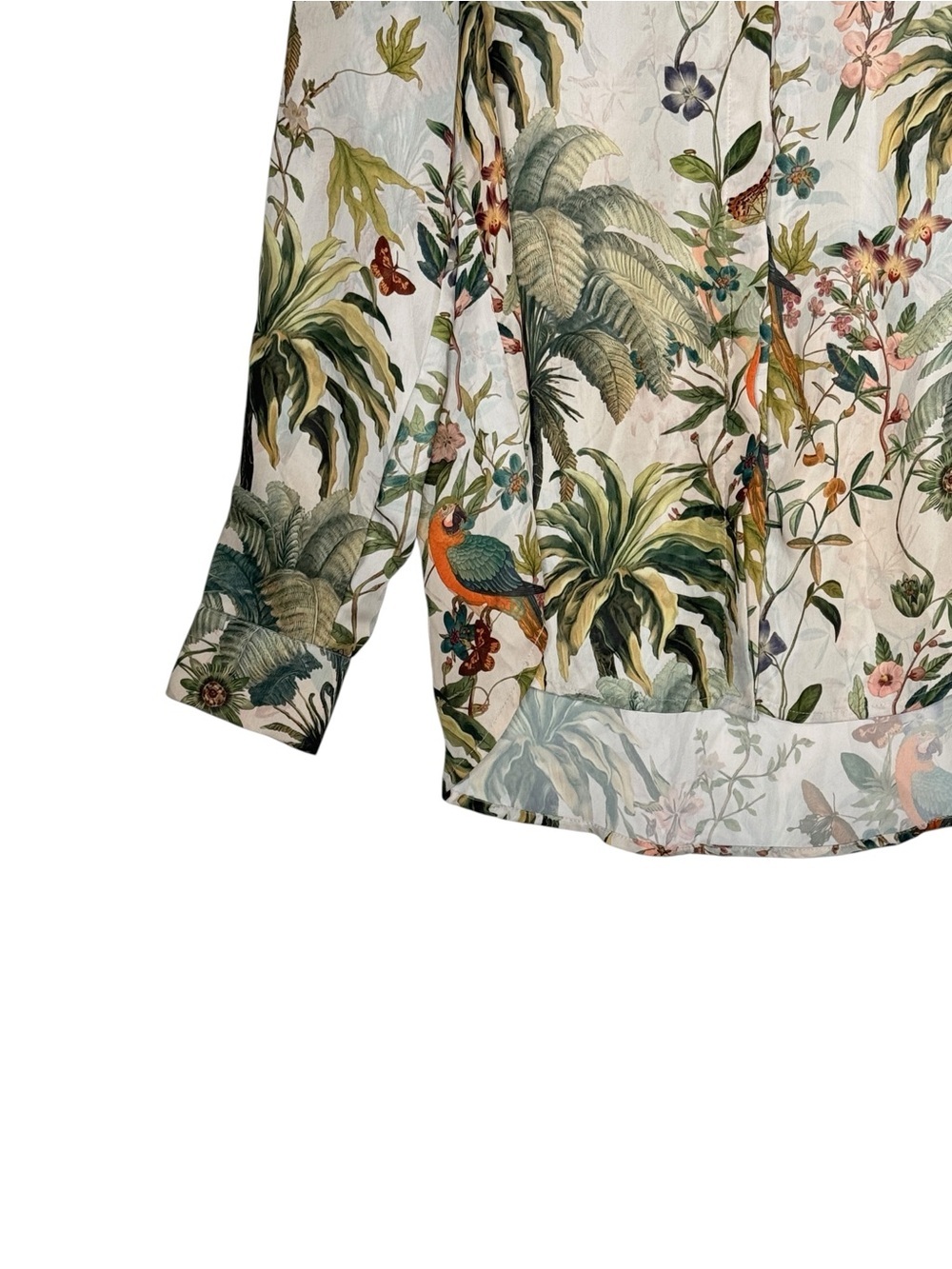 H&M Tropical Botanical Bird Print Button Front Blouse Size US 2 - Picture 6 of 10